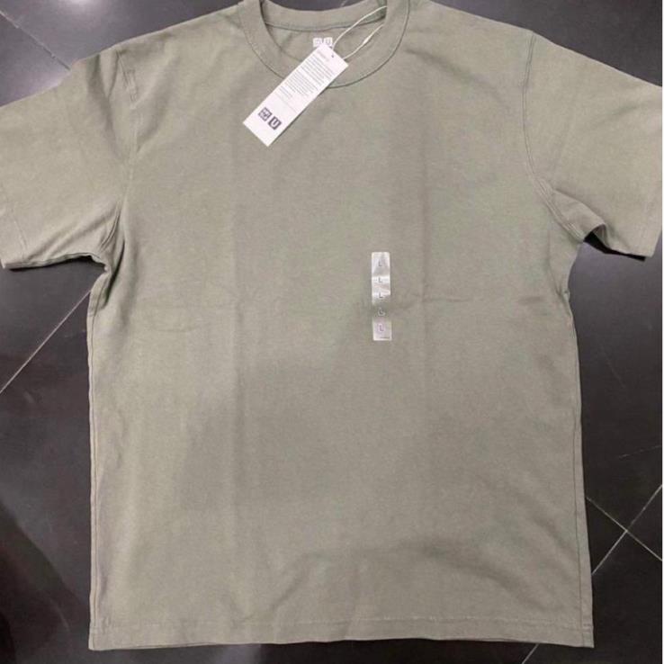 Áo thun | Áo phông Nam Uniqlo ngắn tay cổ tròn, màu xanh vải cotton thô size S M L XL !