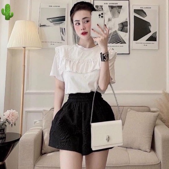 Quần đùi xốp in hoa nổi Ống rộng cực Đẹp(PC)