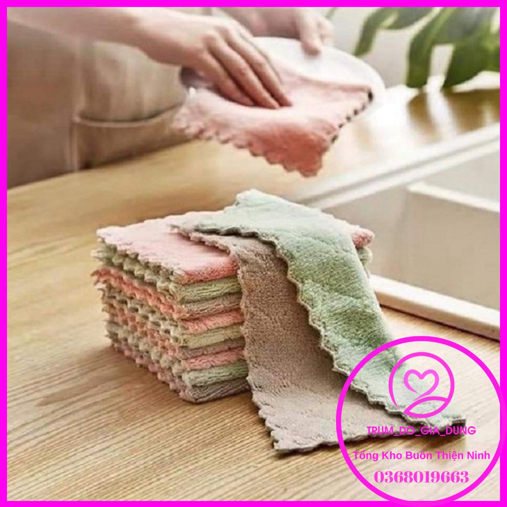Combo xả 10 khăn lau nhà bếp đa năng, khăn lau vải bông mịn, siêu thấm nước