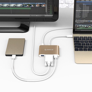 Bộ hub orico chuyển type c ra vga+ 3 usb 3.0 + 1 usb type c