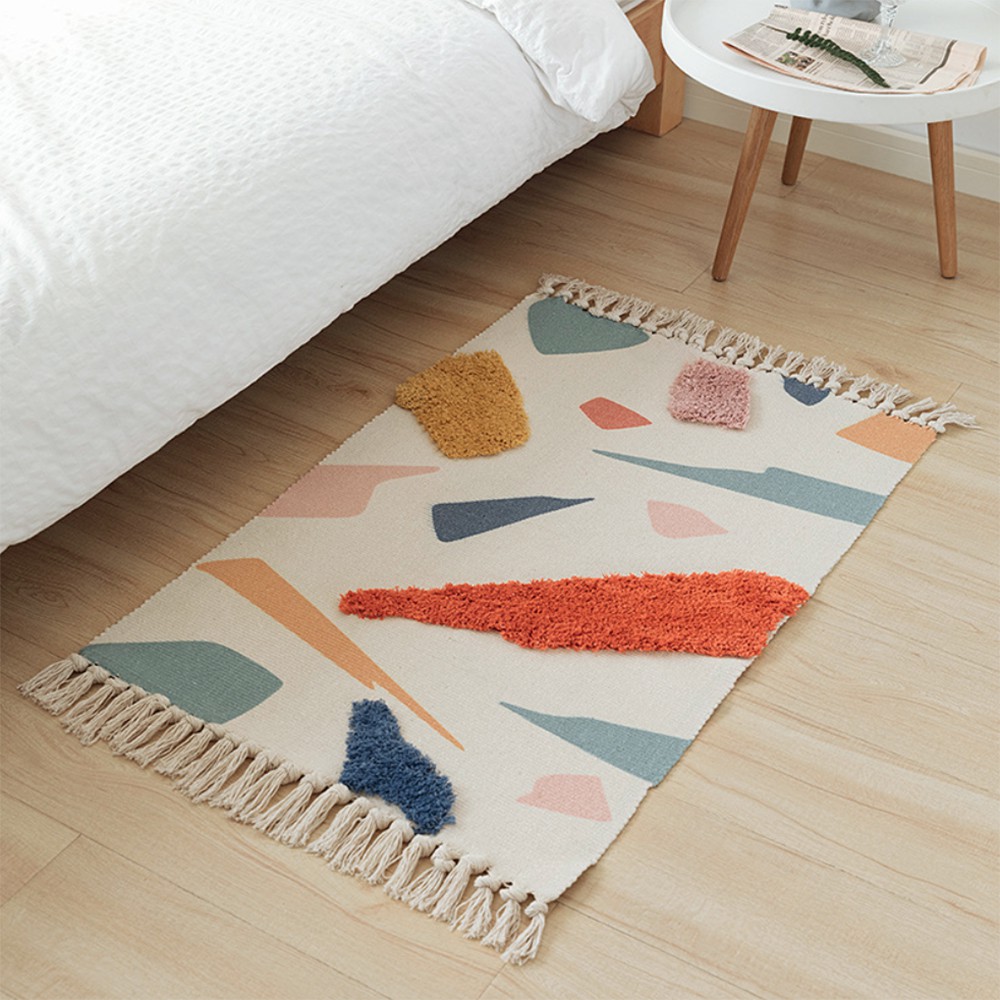 Thảm Scandinavian sợi cotton hoa văn nổi 60x90cm