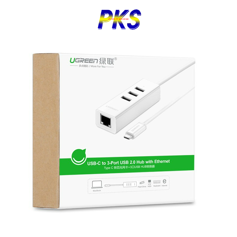 Cáp chuyển USB Type C to LAN và USB HUB Ugreen 20792