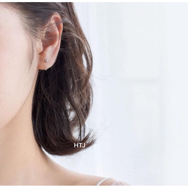 BÔNG TAI ĐINH DÁNG CONG CÁ TÍNH BẠC TA