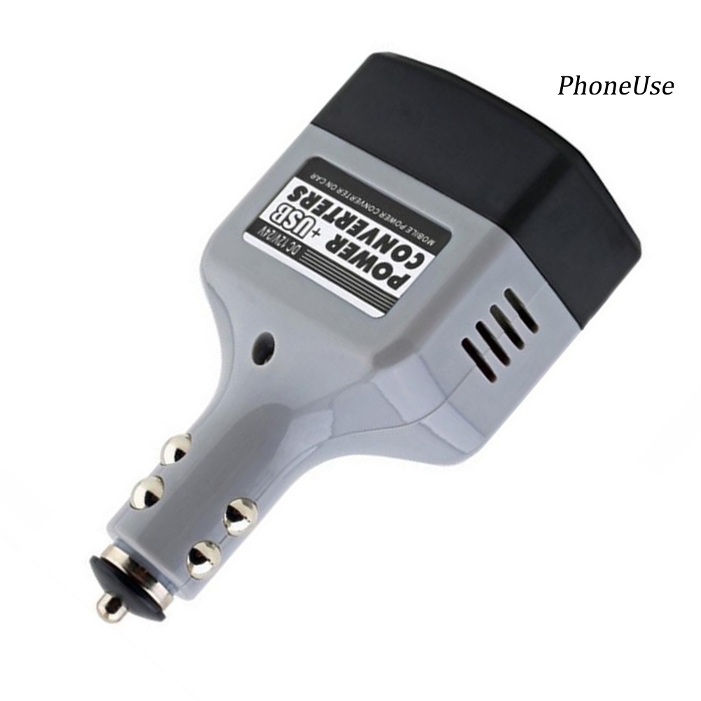 Bộ chuyển đổi nguồn điện DC 12V/24V sang AC 220V USB cho xe hơi