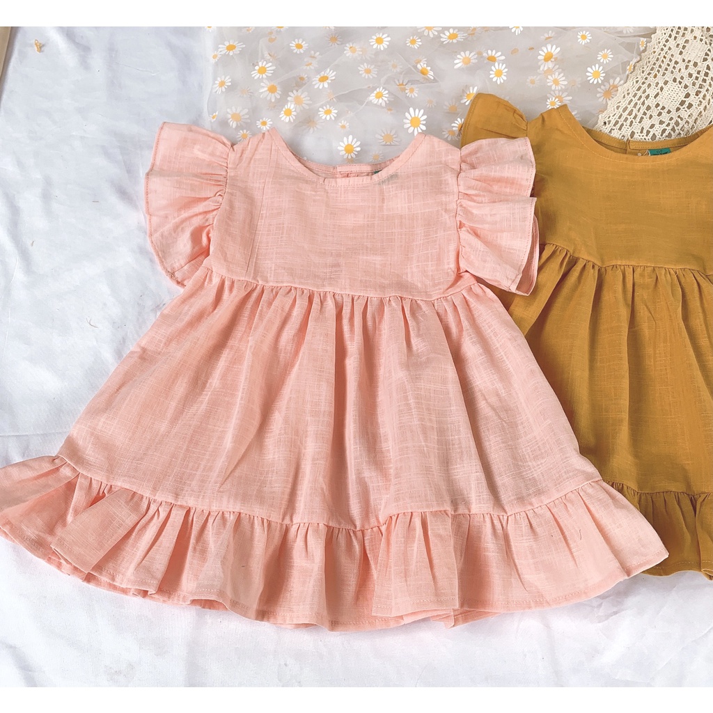 Váy bé gái tay bồng Dewkids, Váy tết bé gái vải mềm mịn cao cấp