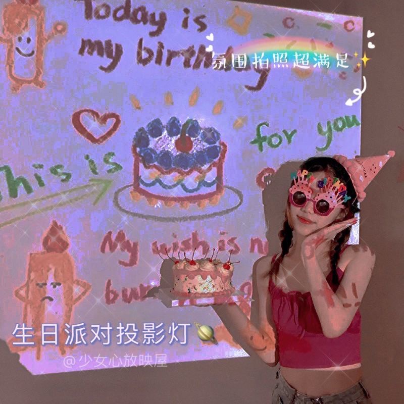 Máy Chiếu Sinh Nhật Mini Phông Nền Họa Tiết Happy Birthday Trang Trí Sinh Nhật - Kemshop K41