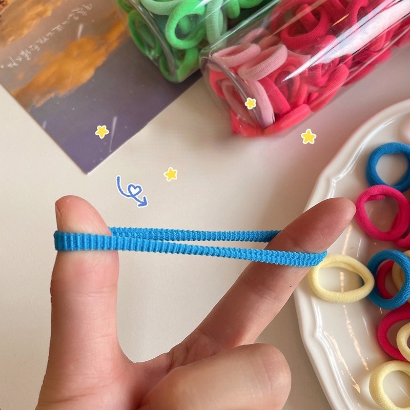 Set 100 Dây Buộc Tóc Nylon Co Giãn Nhiều Màu Sắc Dành Cho Nữ