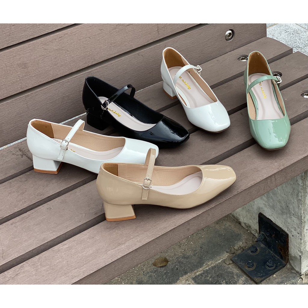 Giày Cao Gót Nữ Mary Jane Mũi Vuông Vintage Cao 3cm - GMR1004