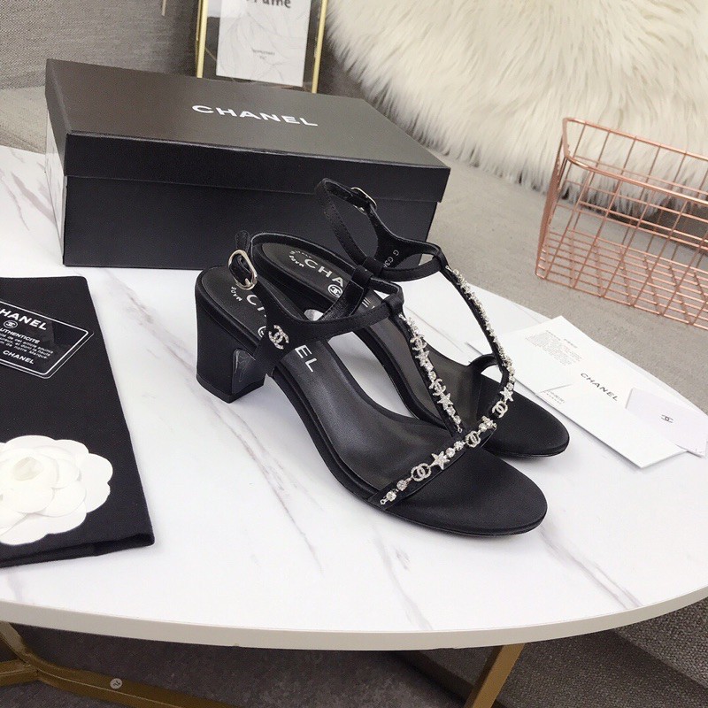 Dép đế cao dây đính đá nhỏ dây khoá tuỳ chỉnh 𝘾𝙝𝙖𝙣𝙚𝙡 CN 𝘾𝙝𝙖𝙣𝙚𝙡