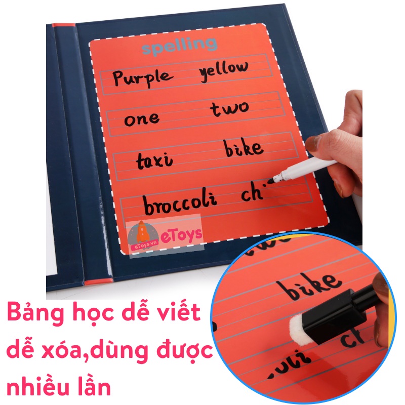 Đồ chơi sách tiếng Anh đa năng cho bé học từ vựng 8 chủ đề luyện viết chữ đánh vần thông minh ETOYS