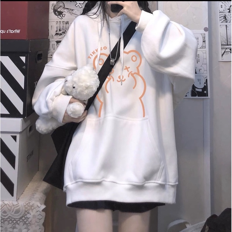 Áo Hoodie Tay Dài Túi Bụng Gấu TIKKEO Kèm Video Cận Chất