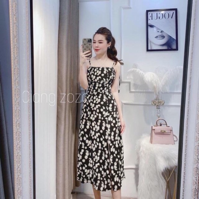 Đầm hai dây hoa cúc