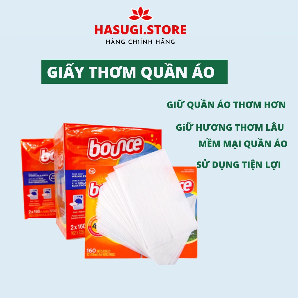 Giấy Thơm Quần Áo, Giấy thơm Bounce Làm Mềm Quần Áo, Hàng Mỹ (Tách Lẻ)