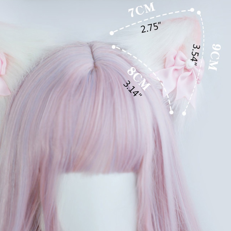 Kẹp Tóc Hình Tai Mèo Phối Lông Phong Cách Lolita