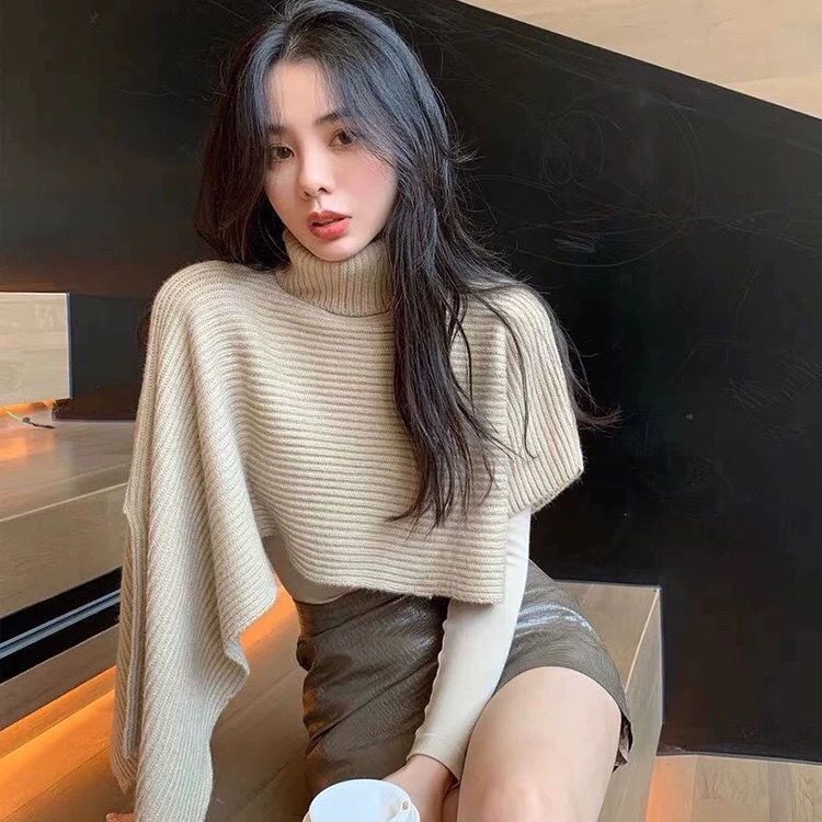 áo sweater cổ cao thiết kế đơn giản thời trang phong cách Hàn Quốc