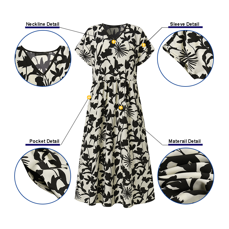 Đầm ZANZEA tay ngắn in hoa phối túi bên thời trang cho nữ | BigBuy360 - bigbuy360.vn