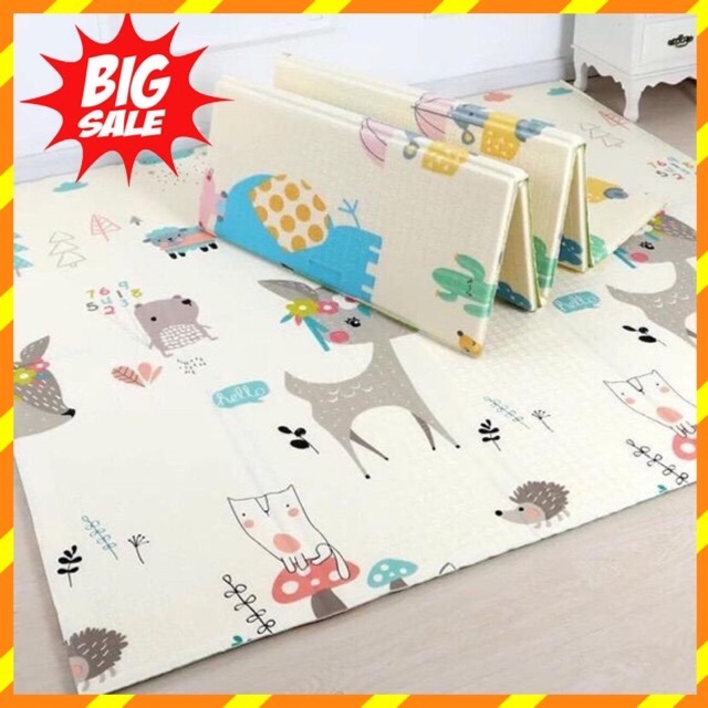 Thảm trải sàn xốp XPE 2 mặt phủ Silicone Hàn Quốc mẫu đẹp chống thấm tuyệt đối,chống ngã,cho bé tập bò,ko có túi 1m5x1m8