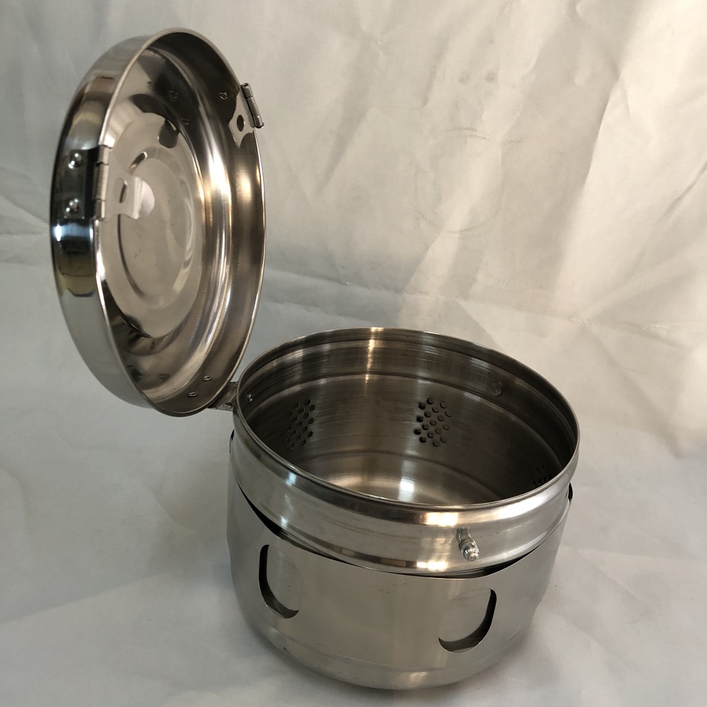 Hộp hấp dụng cụ y tế inox hình tròn size 20 x 16 cm