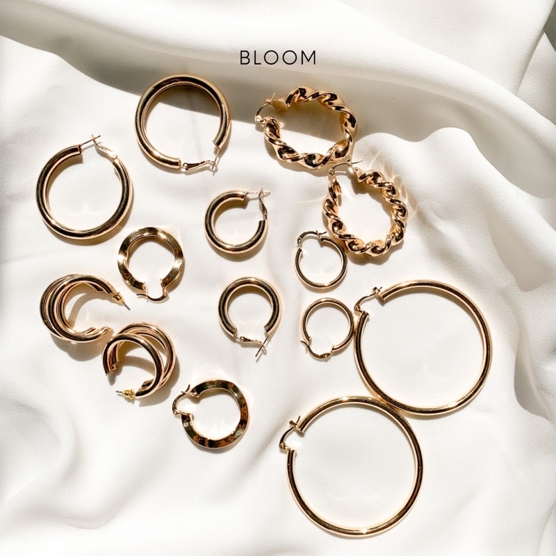 Bông tai khoen tròn vàng (18k gold plated hoops)