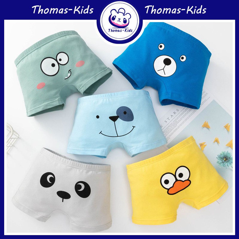 Bộ 5 Quần Lót Boxer Bằng Cotton Mềm Mại In Họa Tiết Hoạt Hình Cho Bé 3-12 Tuổi