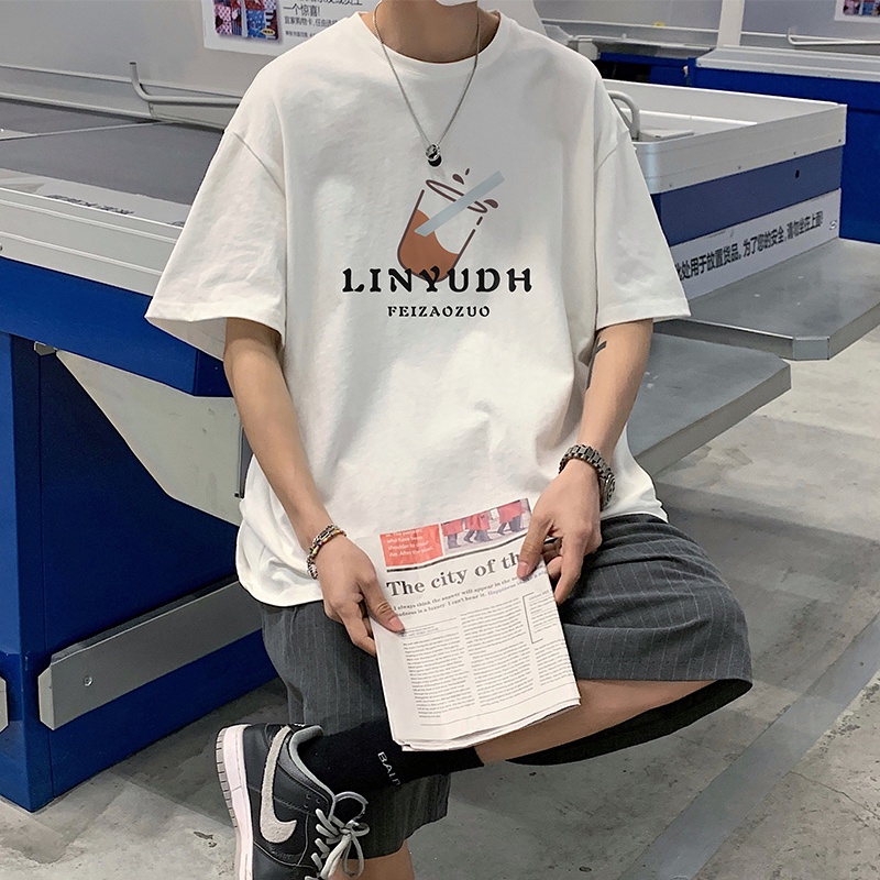 Áo thun tay ngắn dáng rộng phong cách Hàn Quốc năng động thời trang mùa hè mới 2021 dành cho cặp đôi