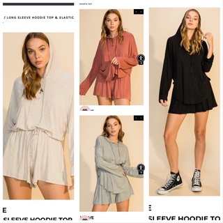 Set bộ nữ áo hoodie + quần short dài tay xịn nhiều màu, đồ hè form chuẩn mẫu/oversize