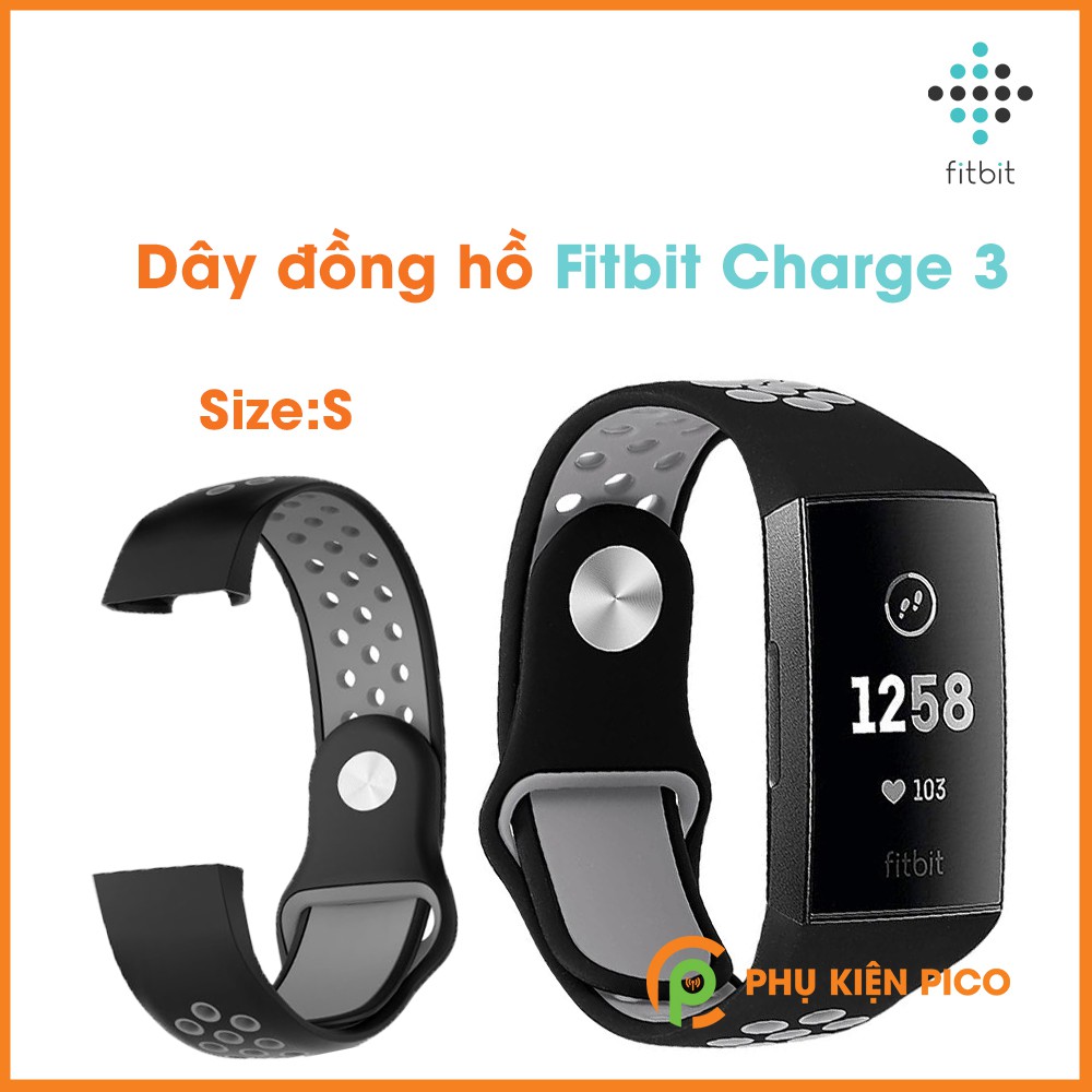 Dây đồng hồ Fitbit Charge 3 silicon hai màu có lỗ thoáng khí