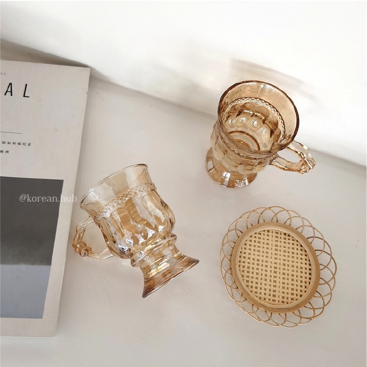 LY CỐC THỦY TINH AMBER CỔ ĐIỂN PHONG CÁCH VINTAGE. | BigBuy360 - bigbuy360.vn