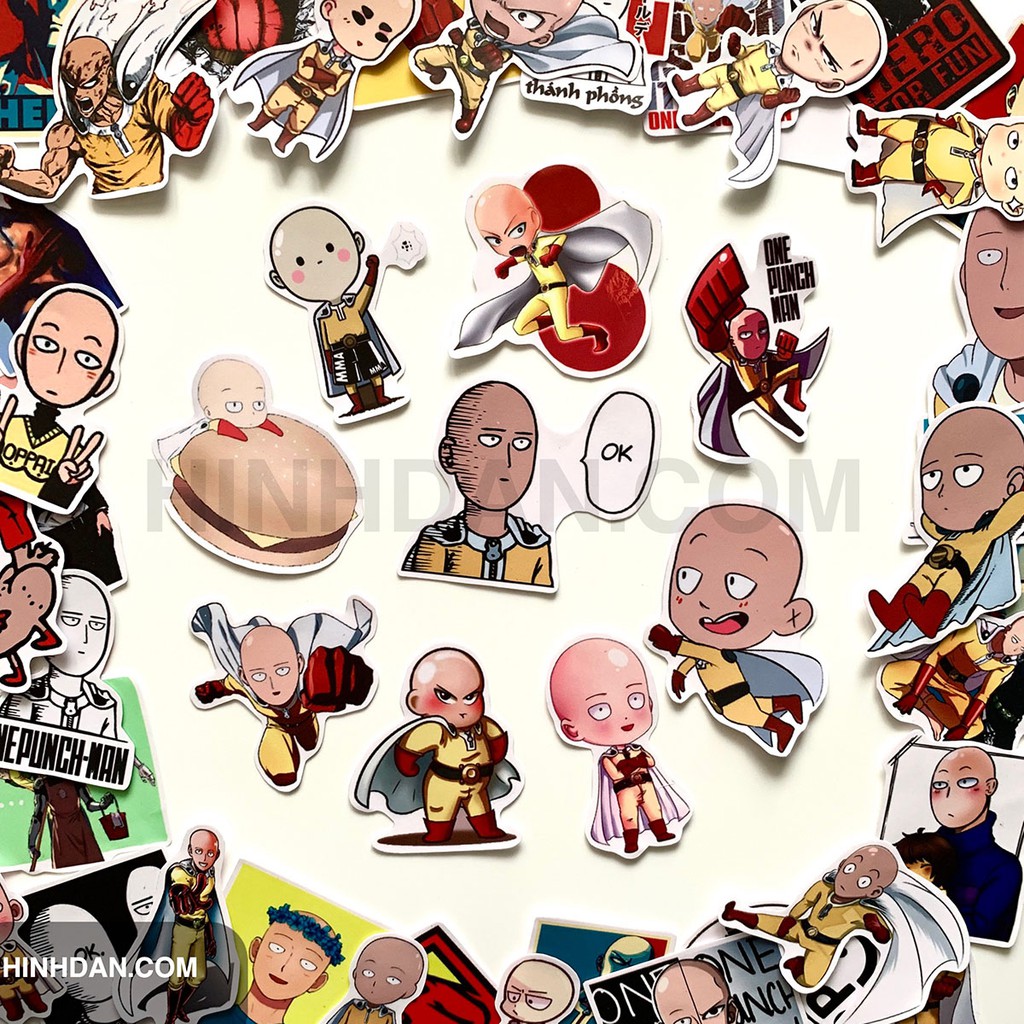 Sticker Chủ Đề ONE PUNCH MAN Hình Dán Decal Chất Lượng Cao Chống Nước Trang Trí Va li, Xe, Laptop, Nón Bảo Hiểm