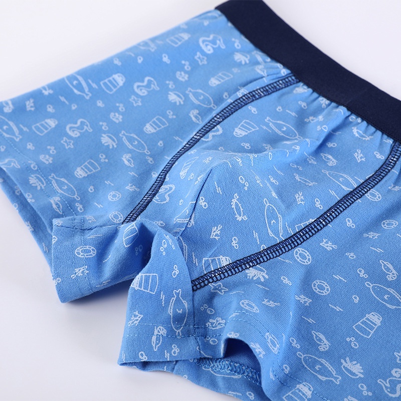 Bộ 4 Quần Lót Boxer Cotton In Họa Tiết Khủng Long Hoạt Hình Thoải Mái Cho Bé Trai 1-13 Tuổi
