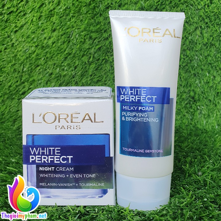 Combo Kem Dưỡng Trắng Da Ban Đêm L'oreal 50ml + Sữa Rửa Mặt Trắng Da L'oreal 100g