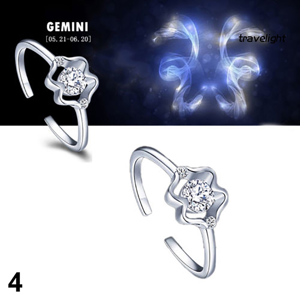 Nhẫn Mở Mạ Bạc Khắc Hình Chòm Sao Thời Trang Cho Nam Nữ