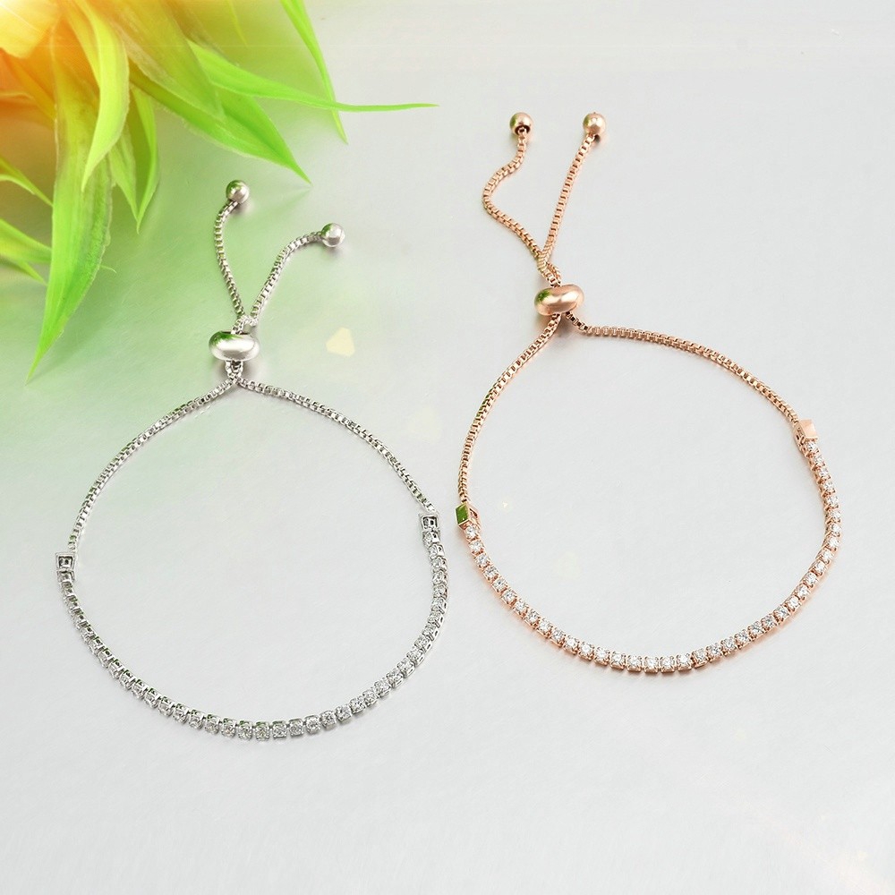 Fashion Full Diamonds Rhinestone Rose Gold Chain Adjustable Bracelet Party Dress Accessories