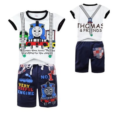 Áo thun ngắn tay và quần short in hình Thomas dễ thương cho bé trai