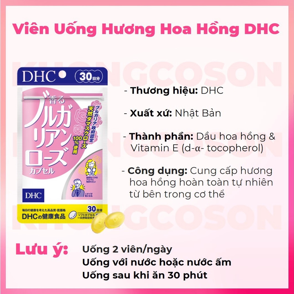 Viên Uống Hương Hoa Hồng DHC Bulgarian Rose Capsule 30 Ngày - Khongcoson