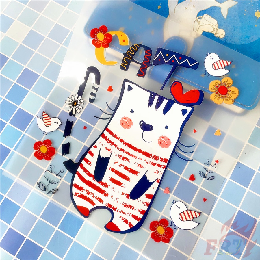 ✪ Sticker Dán Tường Hình Mèo Hoạt Hình ✪ 1 Miếng Dán Trang Trí Bằng Nhựa Vinyl