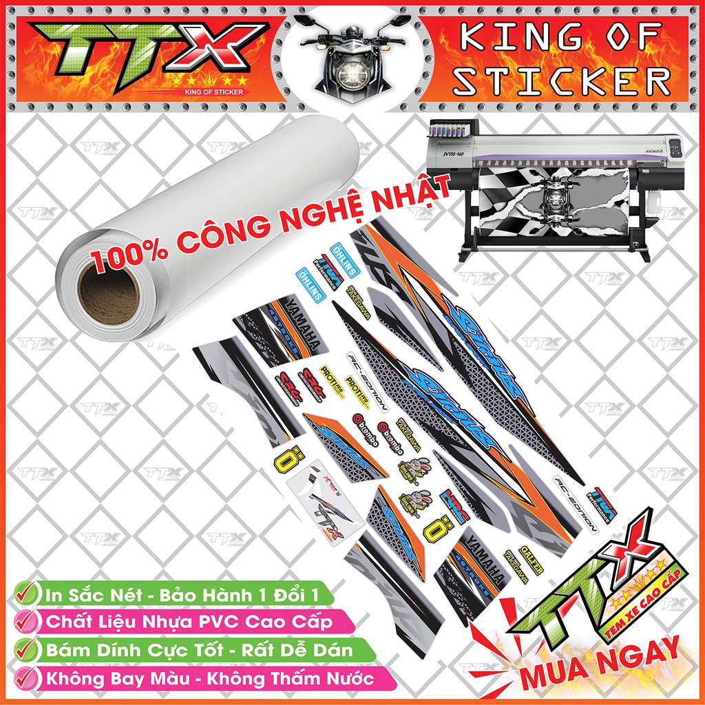 Tem Xe Sirius Đen Xám Bạc Kiểng - Tem Sirius Bạc Xám Đen Siêu Đẹp - Mẫu Team Sirius Đen Xám Bạc