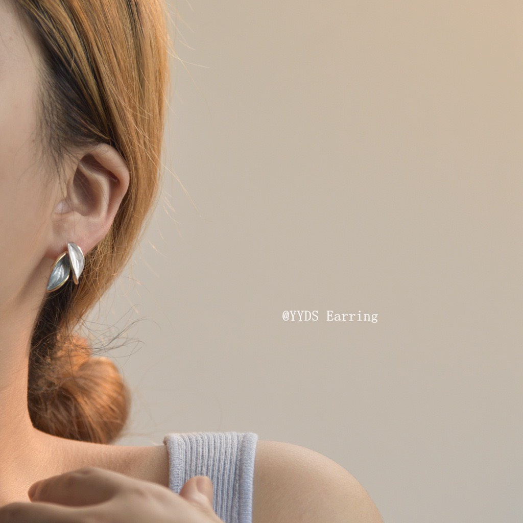Khuyên tai lá Mạ bạc 925 cao cấp B899