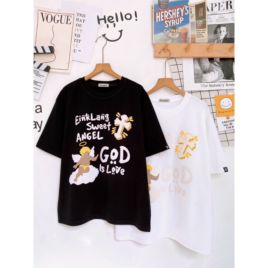 [IN NỖI] Áo GOD IS LOVE  Áo Thun Áo Phông Tay Lỡ From rộng KL Unisex