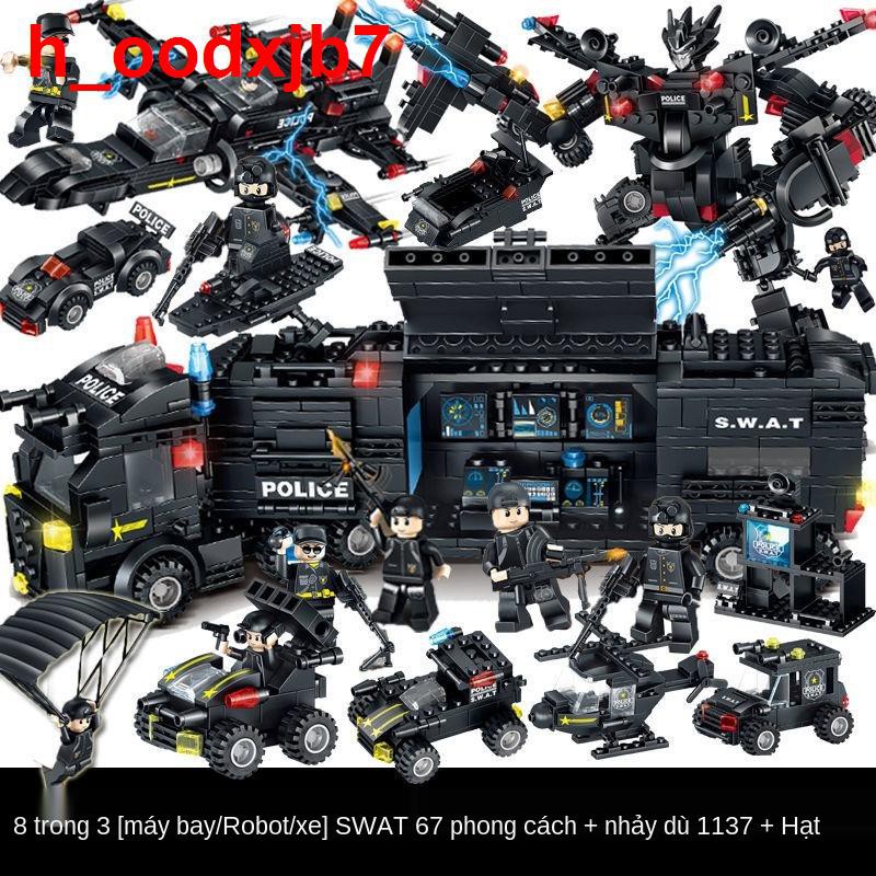Tương thích với khối xây dựng Lego Phantom Ninja cậu bé quân đội lắp ráp đồ chơi trẻ em khớp xe cảnh sát đặc nhiệm