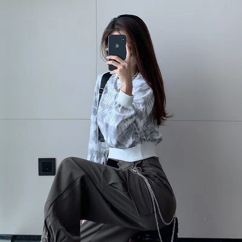 Áo Sweater Tay Dài Nhuộm Màu Dáng Suông Thời Trang Phong Cách Hàn Quốc Cho Nữ