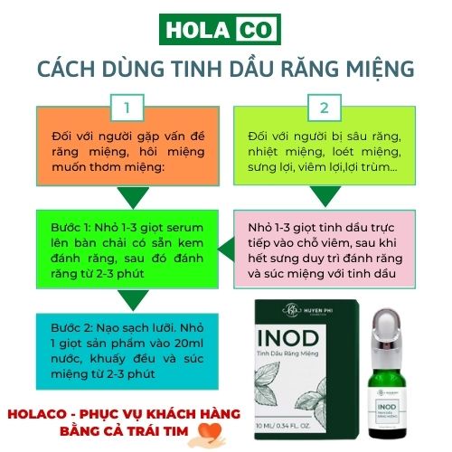 Inod hôi miệng Huyền Phi, tinh dầu răng miệng hết mùi hôi miệng, nhiệt miệng, viêm lợi, chảy máu chân răng