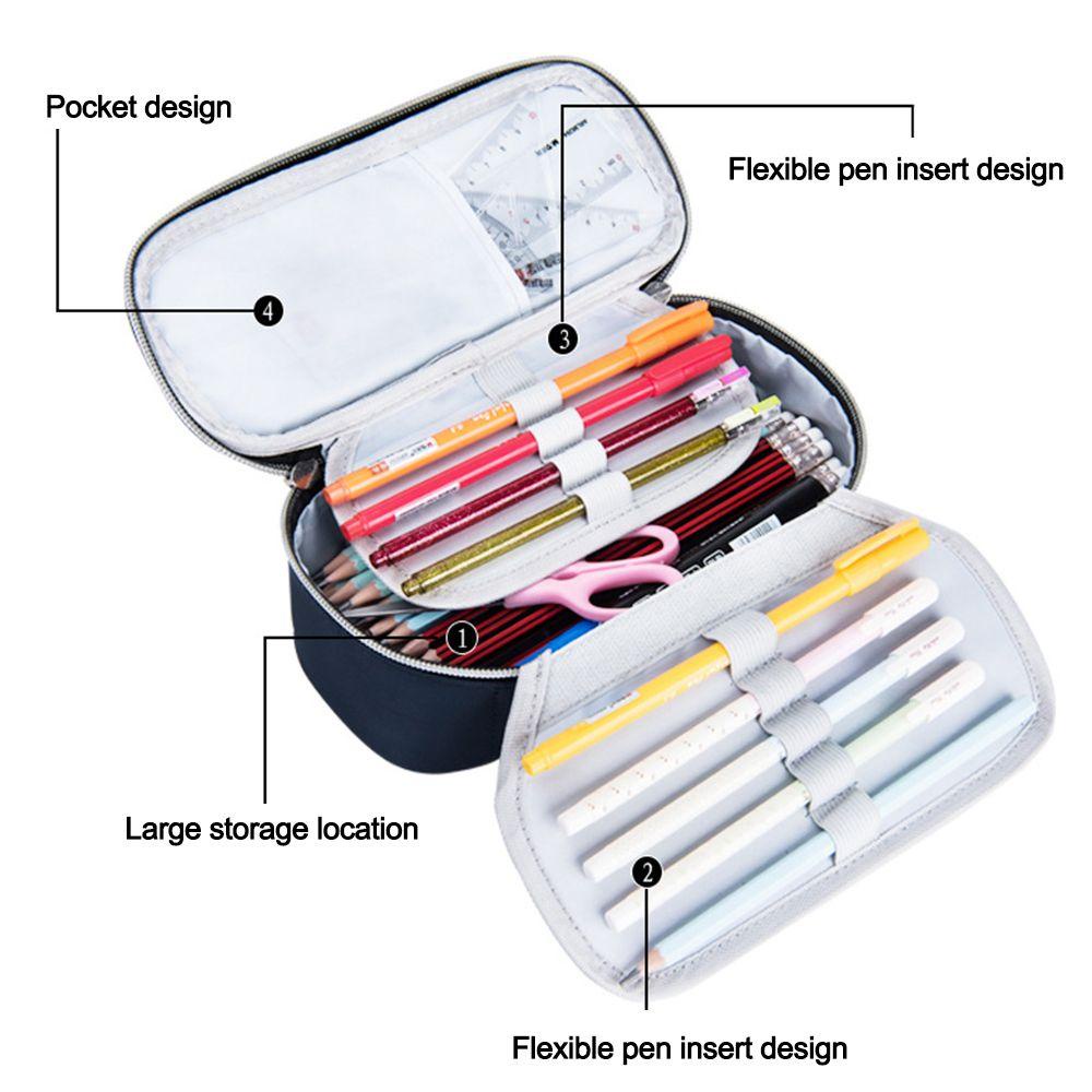 UUMIR Hộp Đựng Bút Chì Ba Tầng Sức Chứa Lớn Bằng Vải canvas