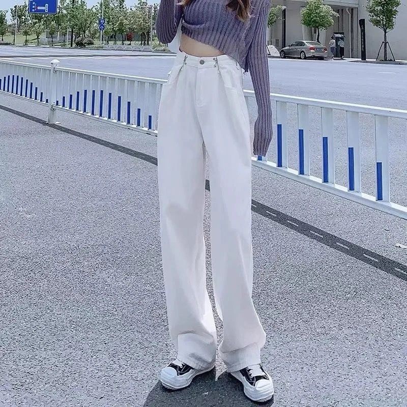 Quần Jeans Nữ Ống Rộng Lưng Cao Thời Trang Hàn Mới