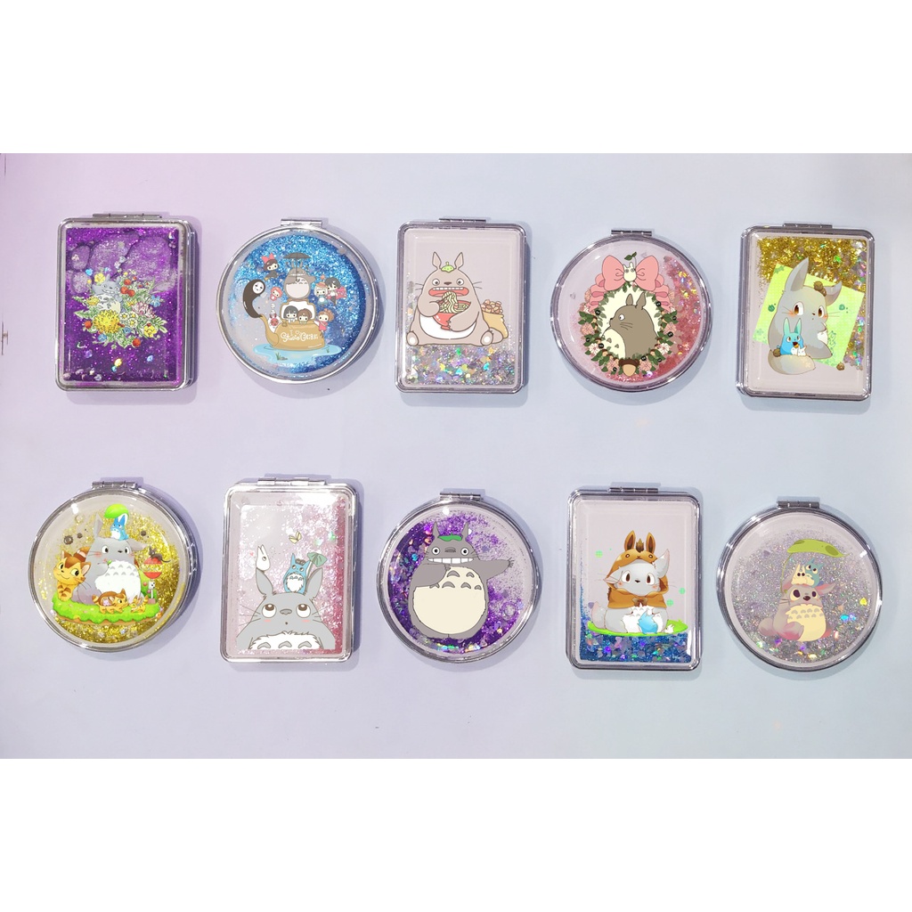 Gương nước chảy kim tuyến totoro vô diện in hình GNI15 gương 2 mặt