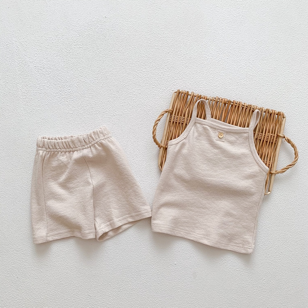 Bộ Đồ Ngủ 2 Món Bằng Vải Cotton Màu Trơn Thời Trang Mùa Hè Cho Bé Sơ Sinh 1 Tuổi