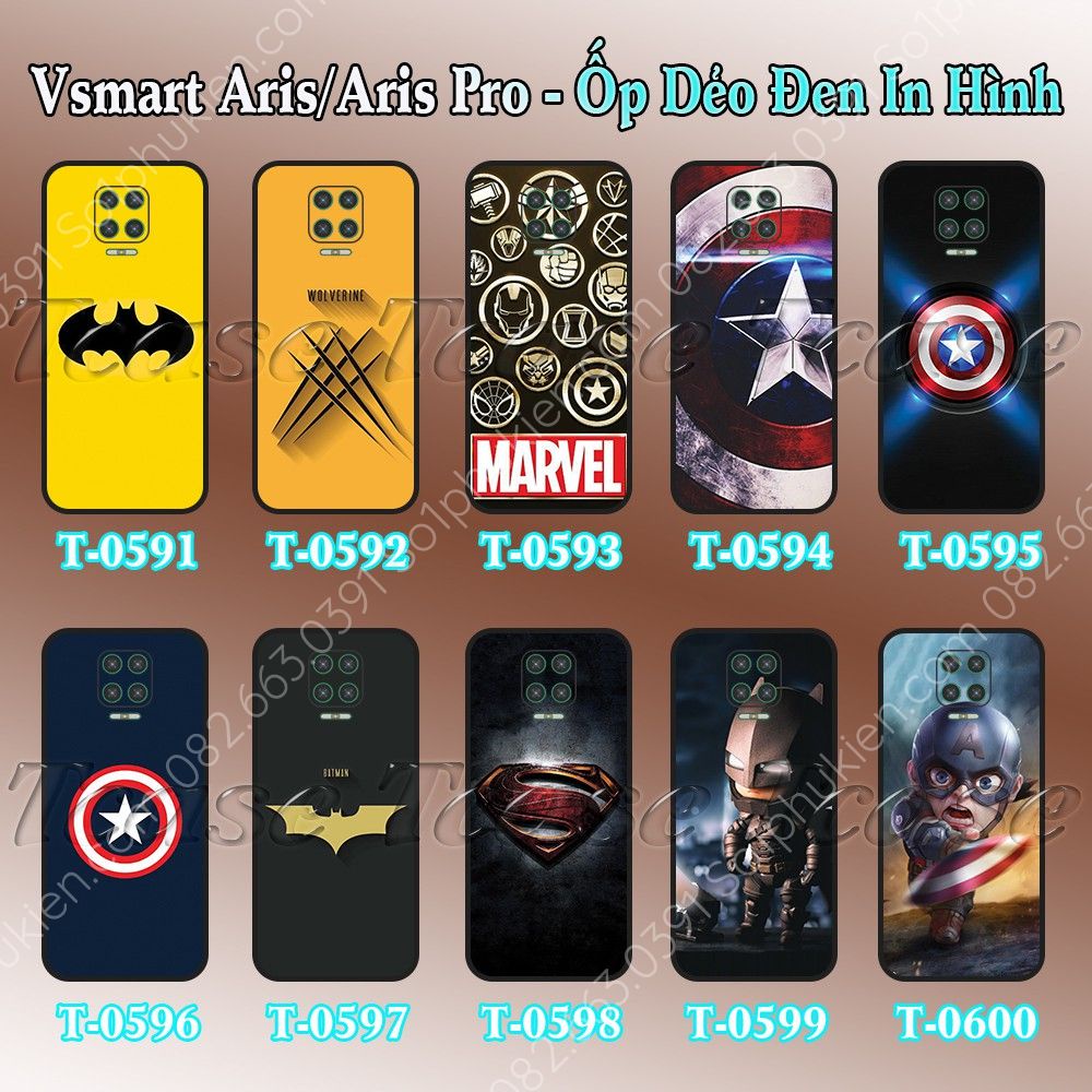 Ốp lưng Vsmart Aris/ Aris Pro dẻo đen in hình Siêu Anh Hùng