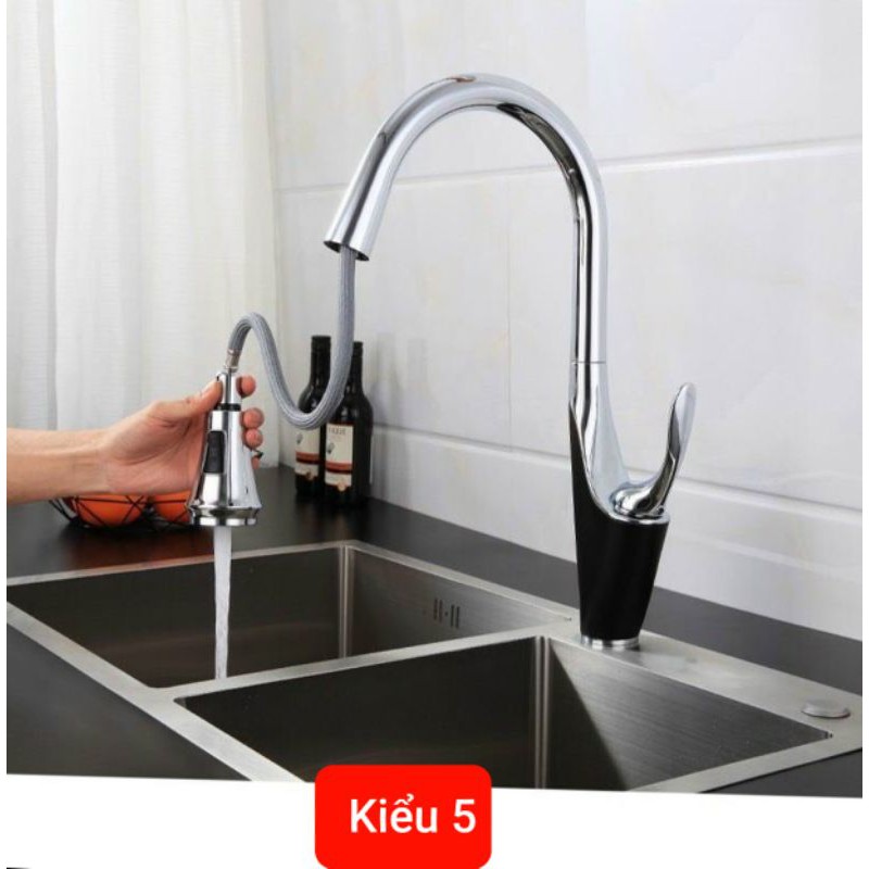 [Rẻ nhất shopee] Vòi rửa bát nóng lạnh dây rút inox cao cấp sáng bóng, sang trọng có nút điều chỉnh ( ảnh thật)