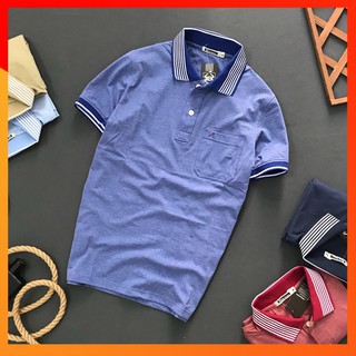 Áo Thun Nam 🍺FREESHIP – HÀNG CHẤT LƯỢNG🍺 Cổ Bẻ Tay Ngắn Bo Sọc Có Túi, Thun Cotton Muối 4 Chiều Cao Cấp
