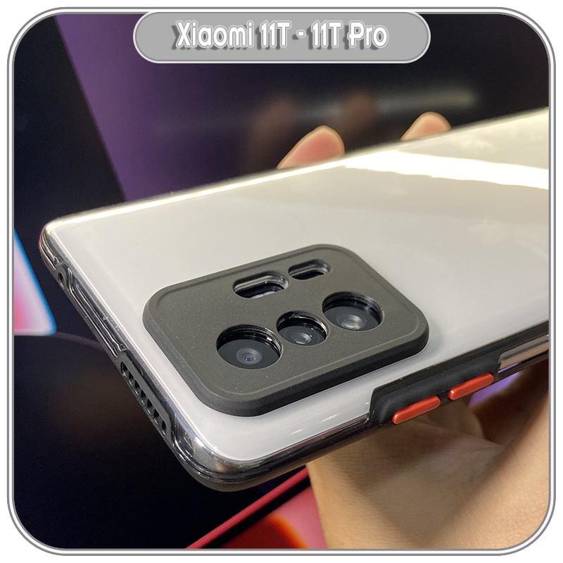 Ốp Lưng cho Xiaomi 11T - 11T Pro PC Cứng Trong Suốt Viền Màu Che Camera